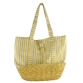 Canvas with Wheat Straw Base Tote Bag 