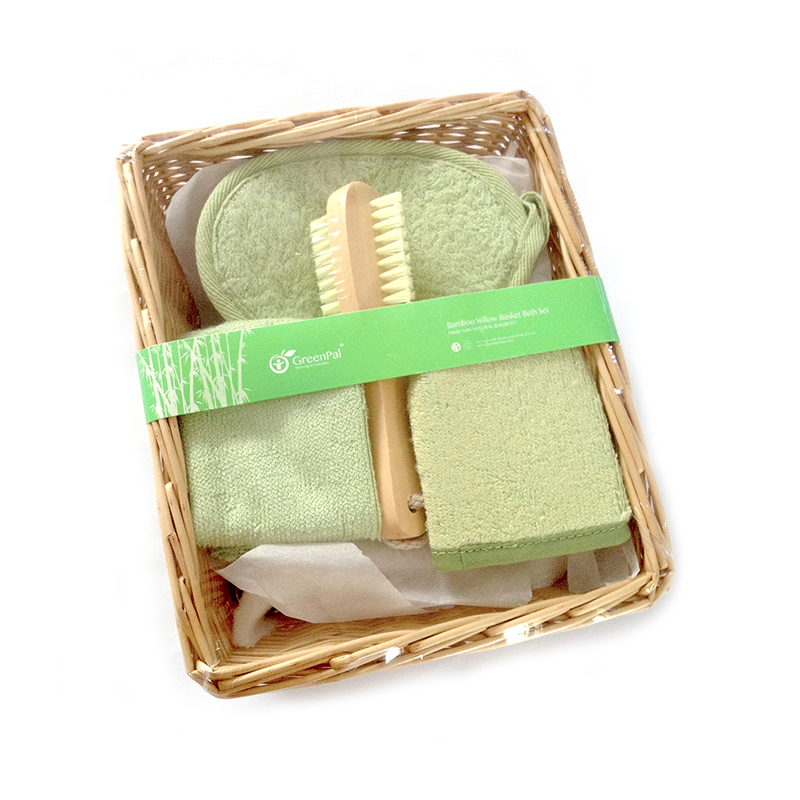 Bamboo Willow Basket Bath Gift Set (4 in 1)